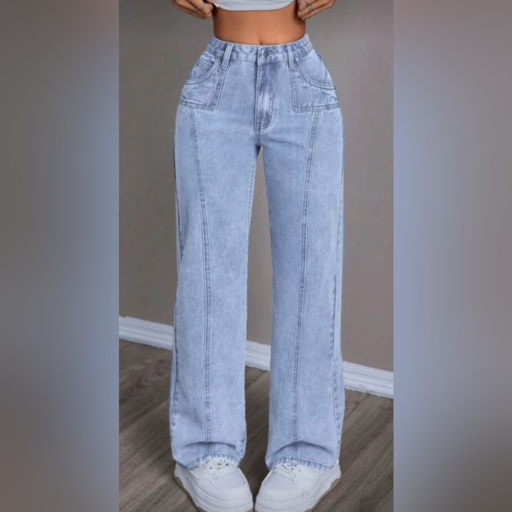 Light Blue Wide-Leg Jeans